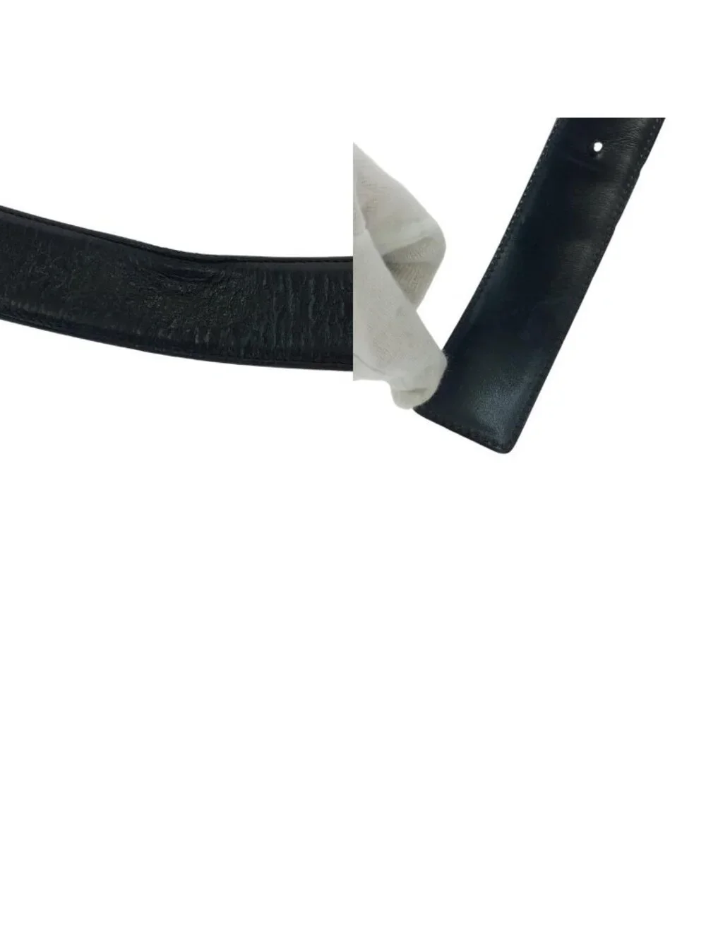 Gucci Guccissima Interlocking 85 Black Silver Leather Belt Buckle